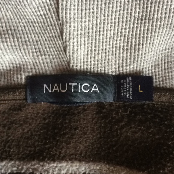 Nautica - Brown Hoodie with Gray Stripes (Size L) - Picture 4 of 4